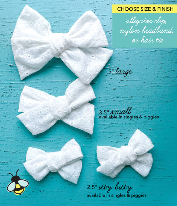 Floral White Eyelet Bows